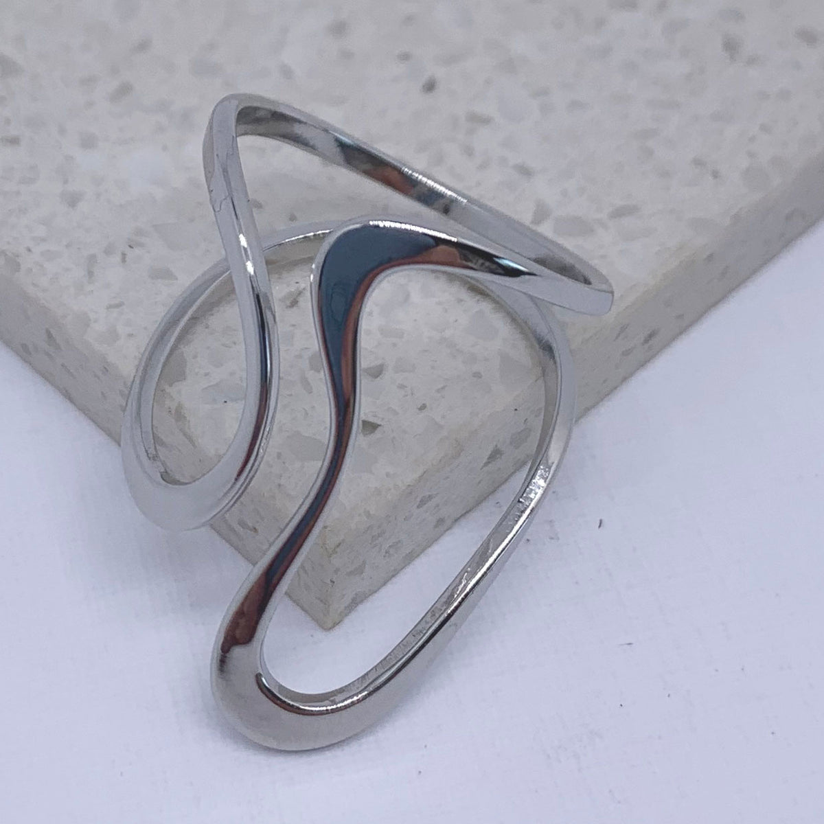 modern silver adjustable ring frenelle jewellery