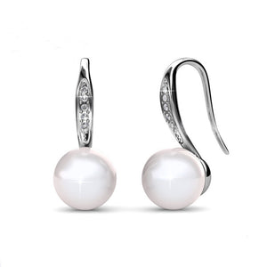 18K White Gold Crystal and Pearl Earrings "Julia"