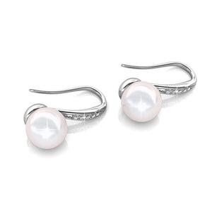 18K White Gold Crystal and Pearl Earrings "Julia"