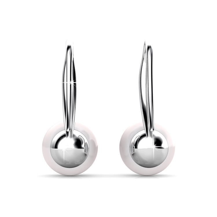18K White Gold Crystal and Pearl Earrings "Julia"