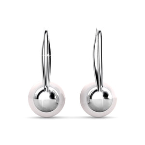 18K White Gold Crystal and Pearl Earrings "Julia"