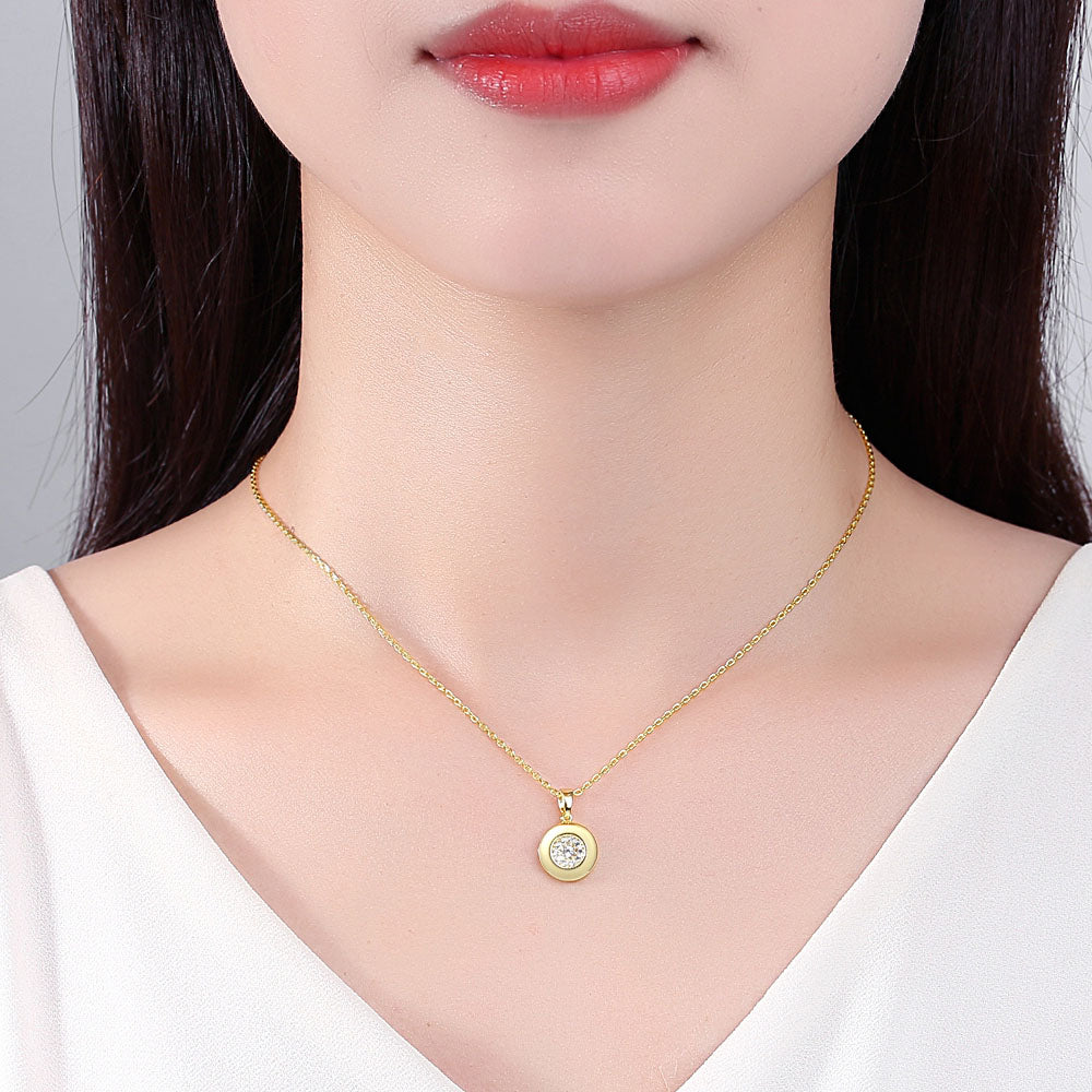 gold round disc necklace frenelle jewellery online auckland nz