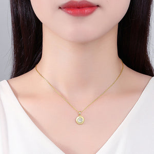 gold round disc necklace frenelle jewellery online auckland nz