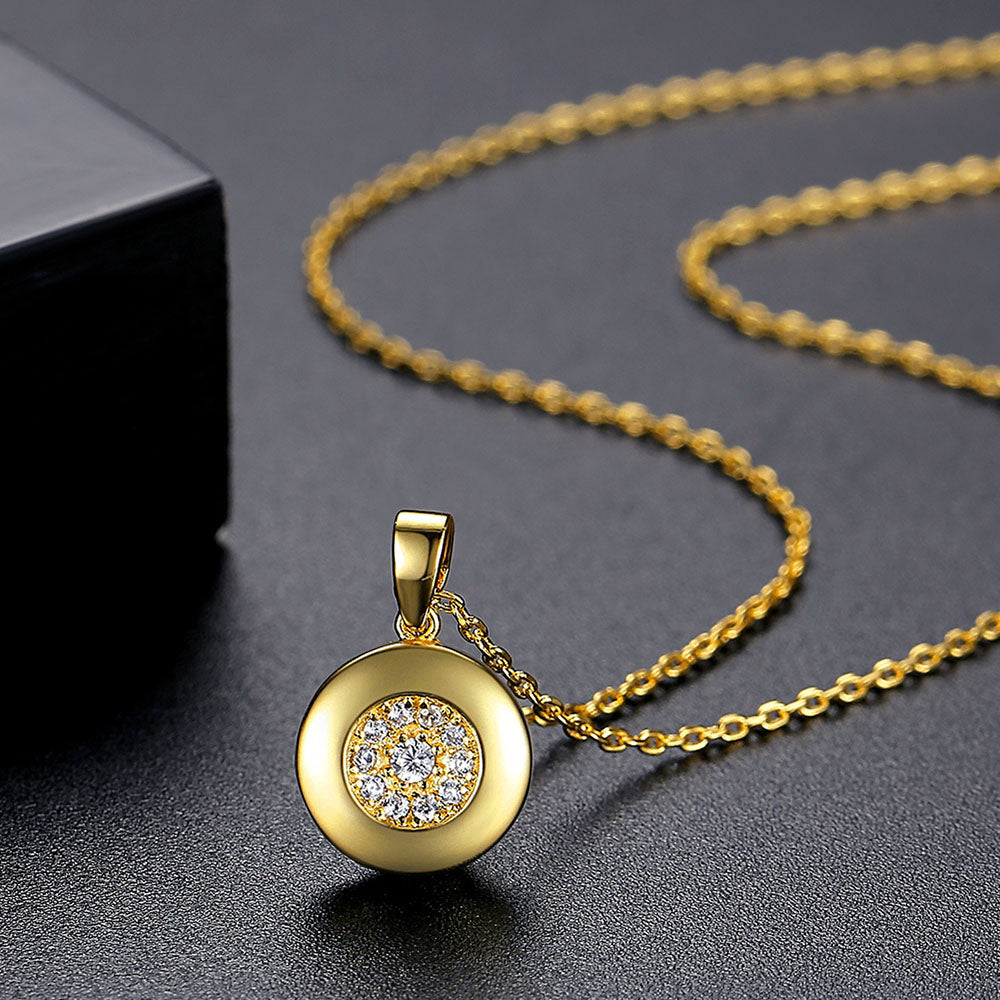 gold round disc necklace frenelle jewellery online auckland nz