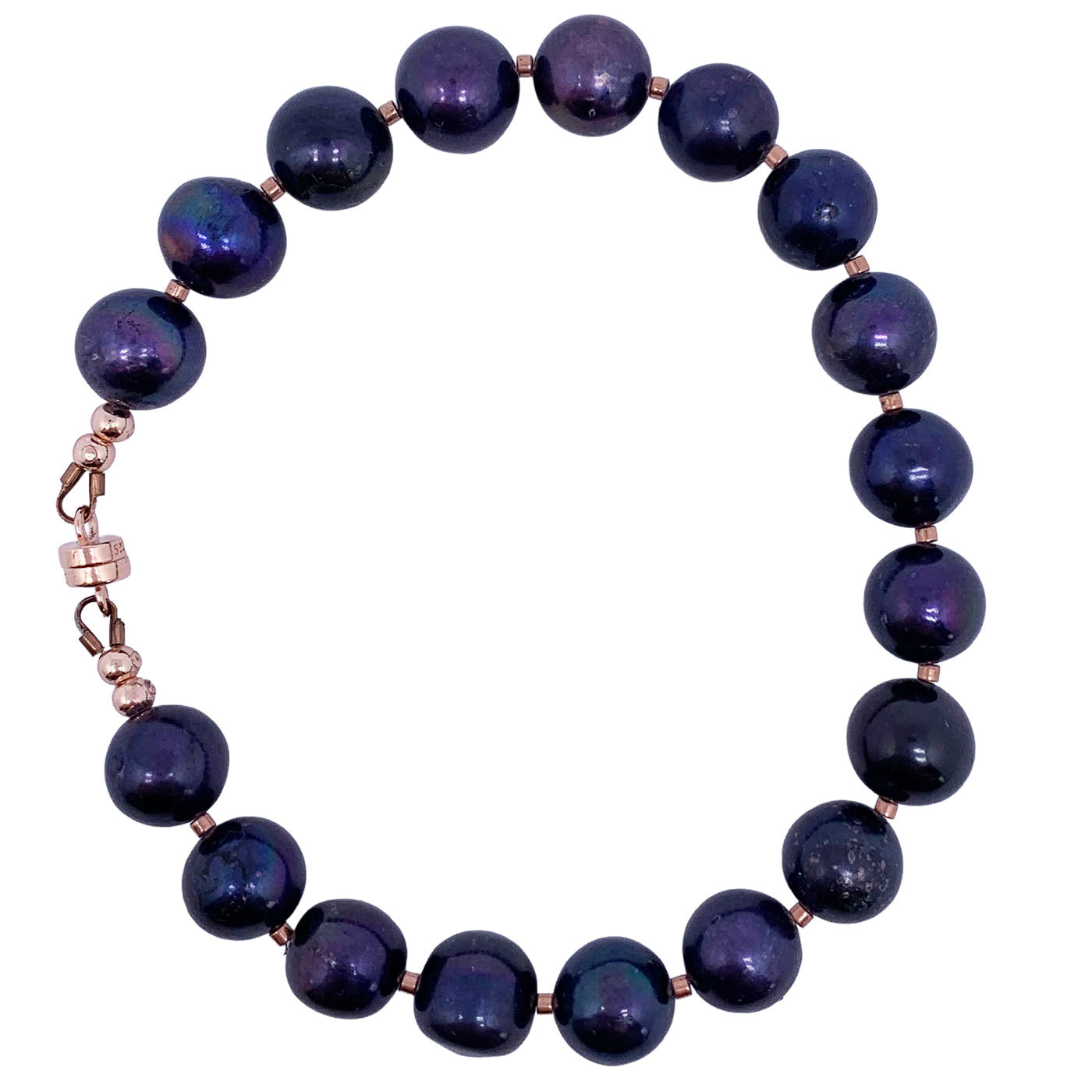 peacock blue pearl rose gold bracelet frenelle jewellery