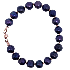 peacock blue pearl rose gold bracelet frenelle jewellery