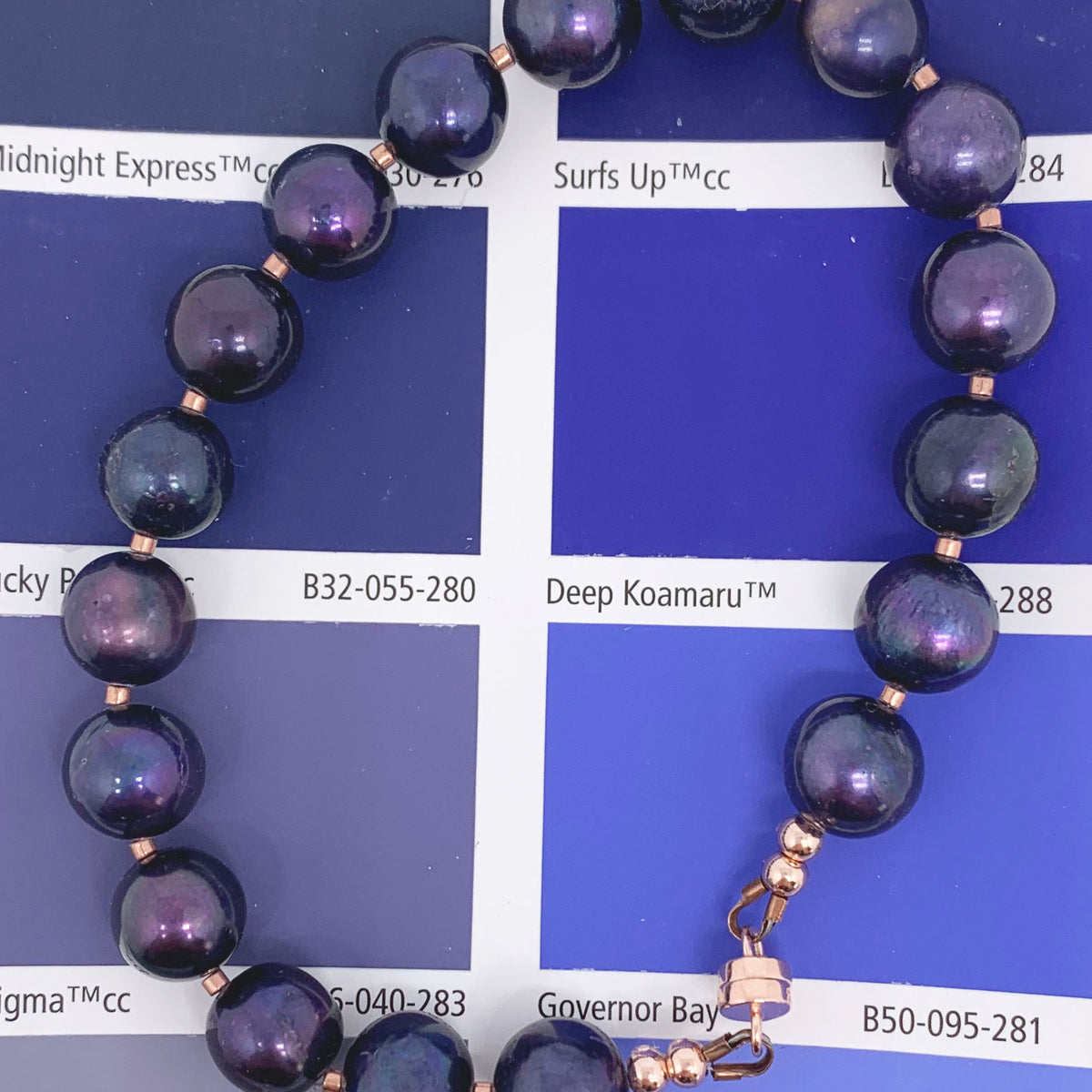 peacock blue pearl rose gold bracelet frenelle jewellery