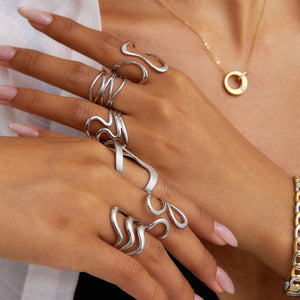 modern silver adjustable ring frenelle jewellery
