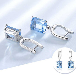 Blue Topaz silver dangle earrings jewellery women