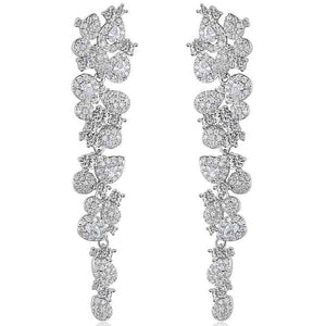 long silver crystal bridal earrings