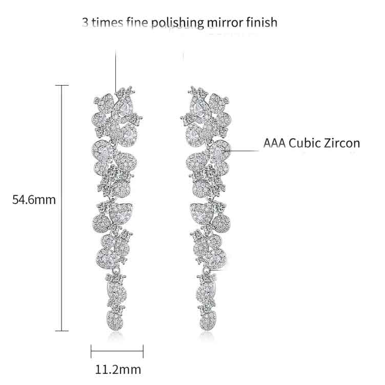 long silver crystal bridal earrings