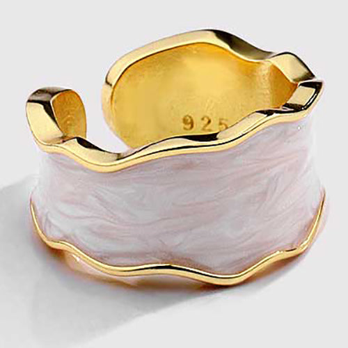 white gold enamel dress ring