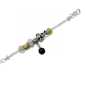 silver and black charm bracelet for women girls