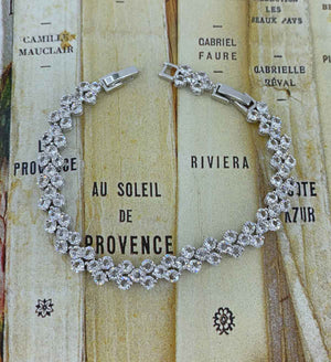 crystal tennis bracelet bridal silver