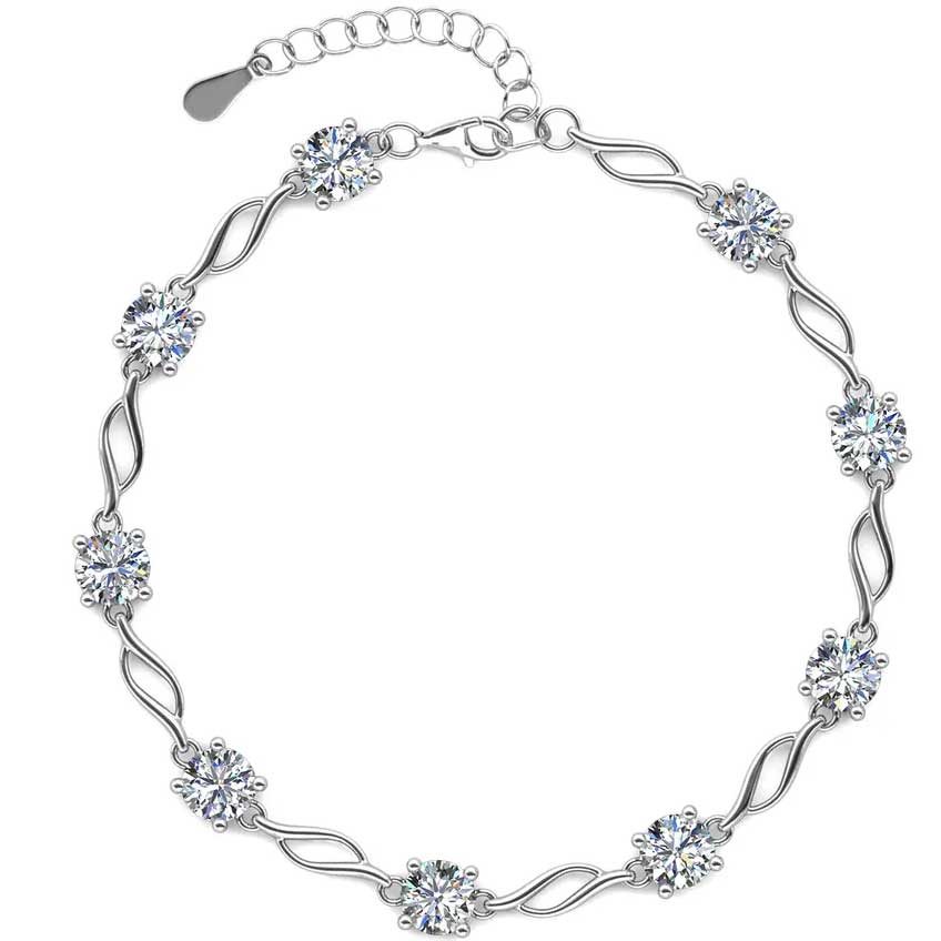 925 Sterling Silver Moissanite Bracelet "Anita"