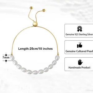 silver pearl adjustable bracelet size