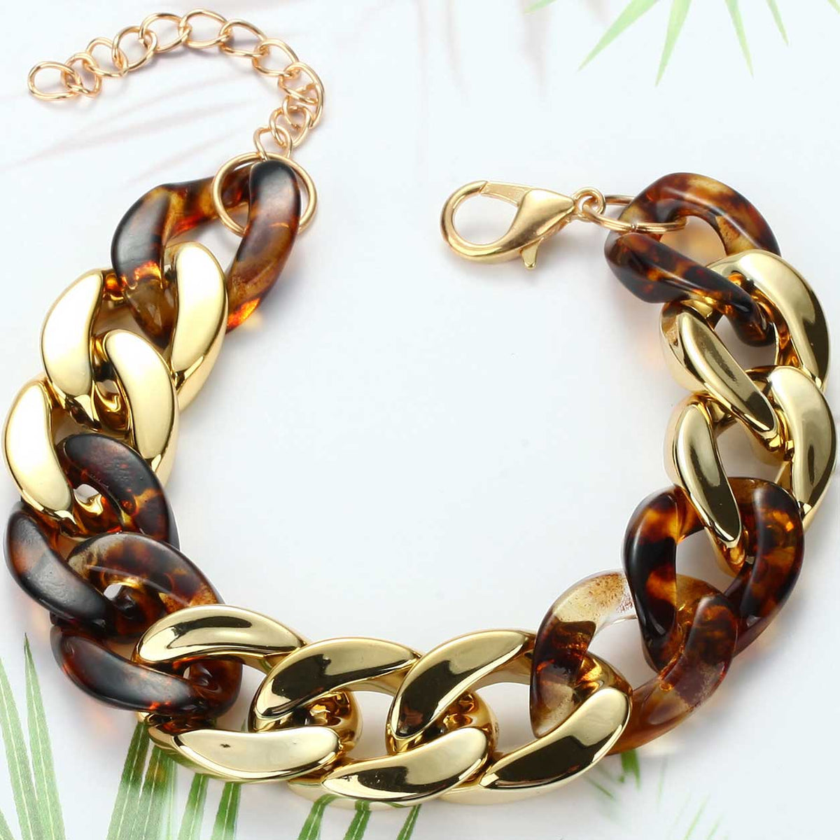 modern curb chain resin tortoise shell