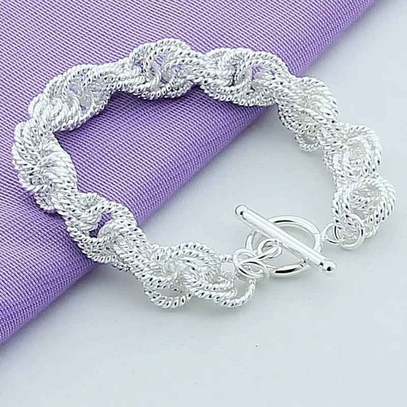 silver twisted link chain bracelet