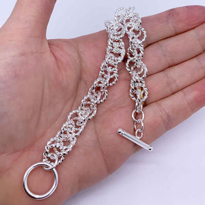 silver twisted link chain bracelet