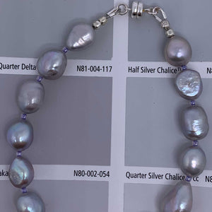 grey pearl baroque silver bracelet