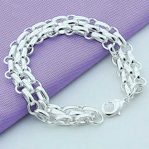 triple brick silver chain bracelet online jewellery