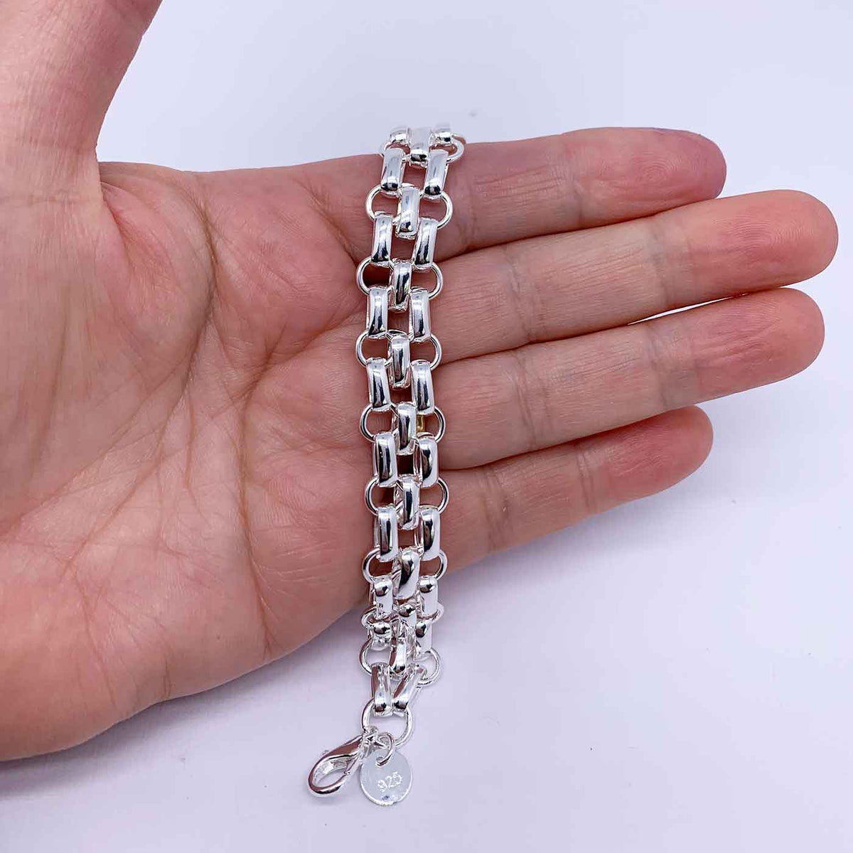 triple brick silver chain bracelet online jewellery