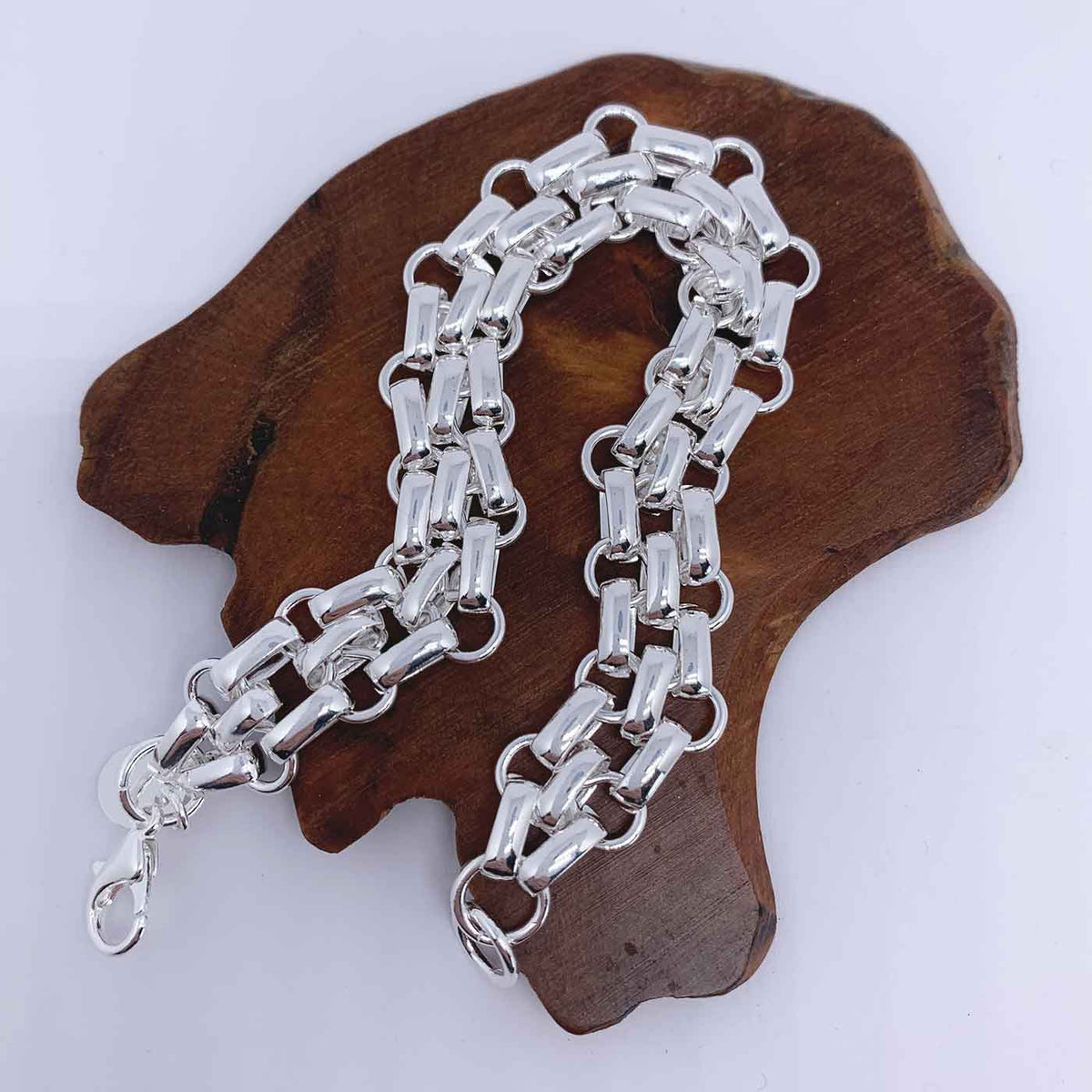 triple brick silver chain bracelet online jewellery