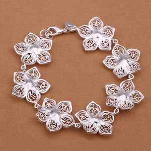 925 Sterling Silver plated bracelet with floral design "Dillon"
