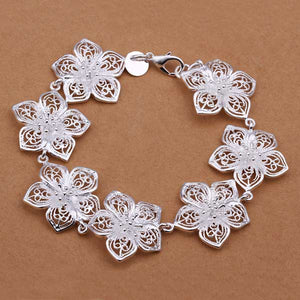 925 Sterling Silver plated bracelet with floral design "Dillon"