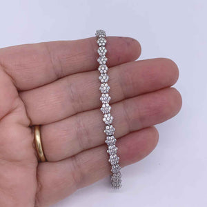 silver crystal adjustable tennis bracelet