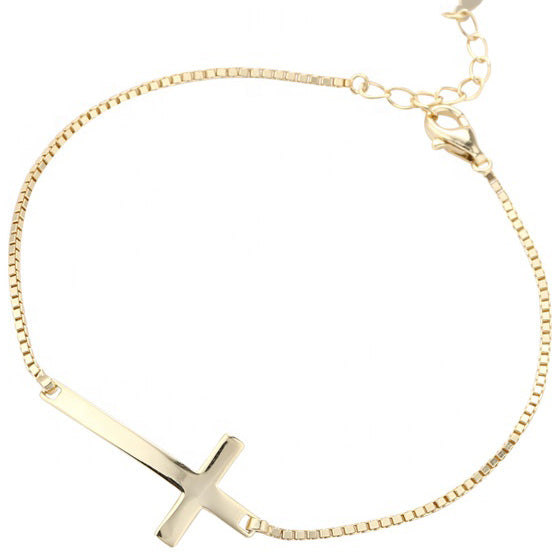 Gold cross bracelet religious jewellery