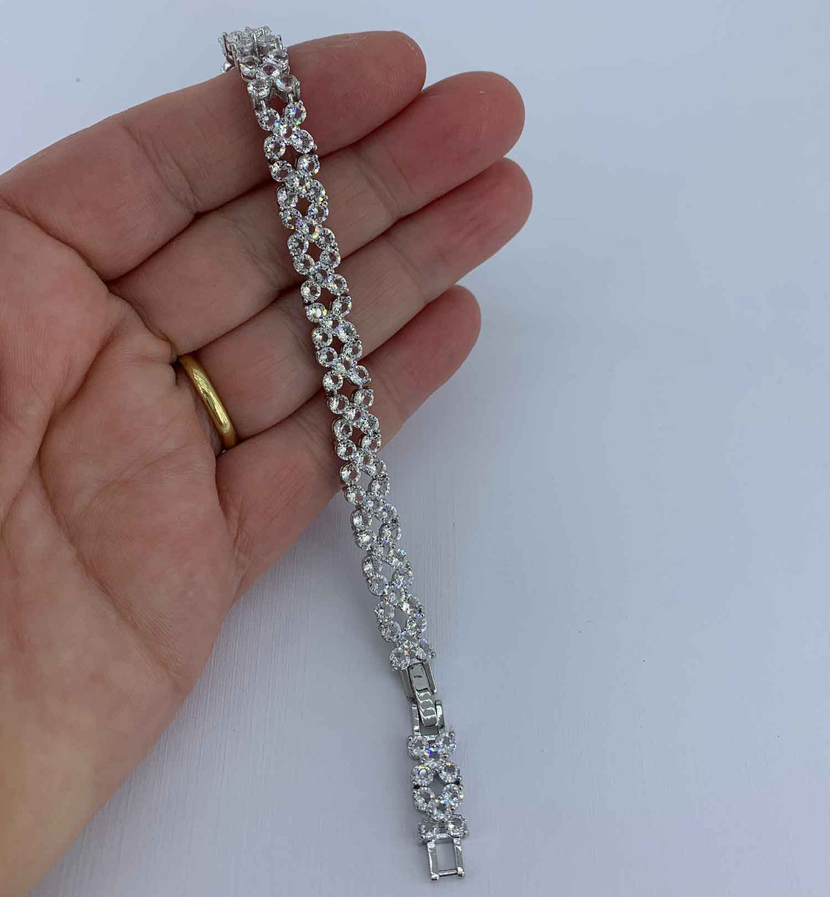crystal bridal silver tennis bracelet for women