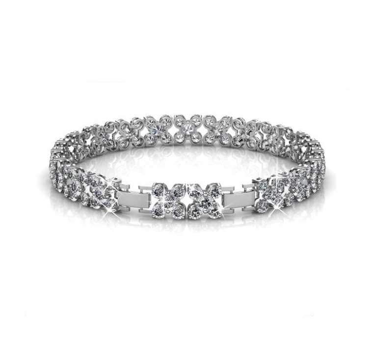 crystal bridal silver tennis bracelet for women