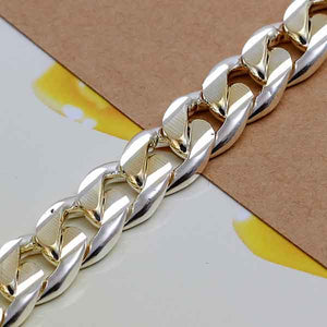 silver curb chain bracelet for men
