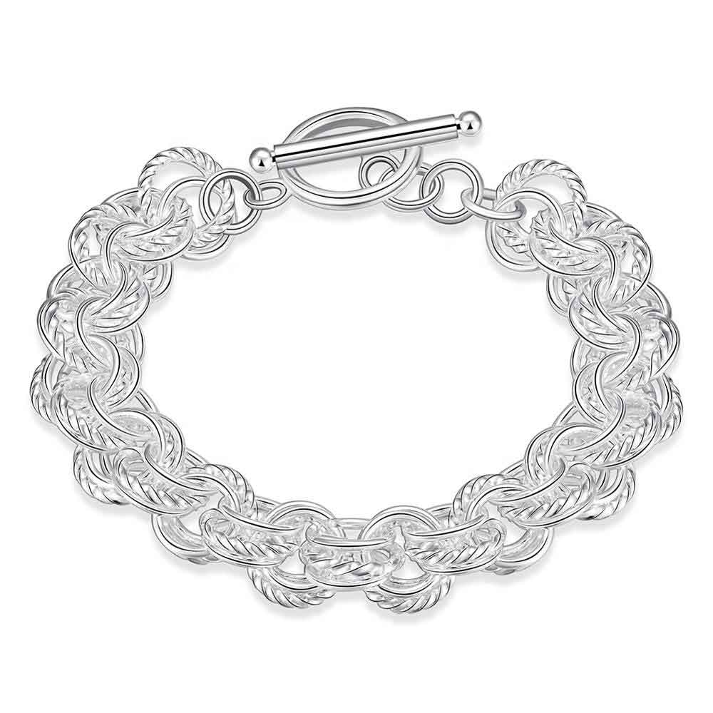 silver chain link toggle bracelet nz