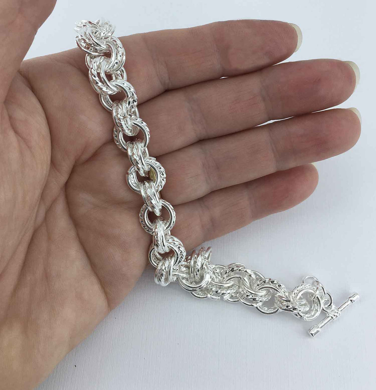 silver chain link toggle bracelet nz