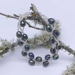 peacock pearl bracelet silver