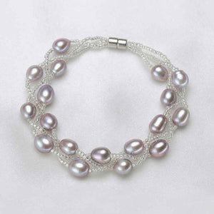 jewellery pearl silver bracelet with magnetic clasp on white 