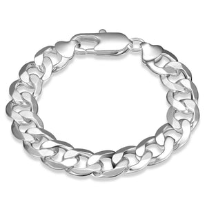 silver flat curb chain bracelet