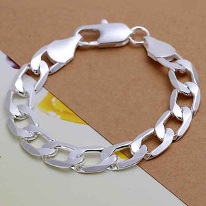 silver flat curb chain bracelet