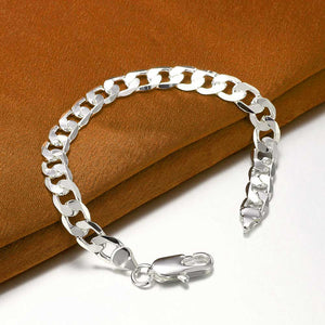 silver curb chain bracelet unisex