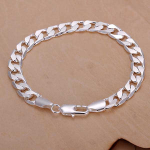 silver curb chain bracelet unisex