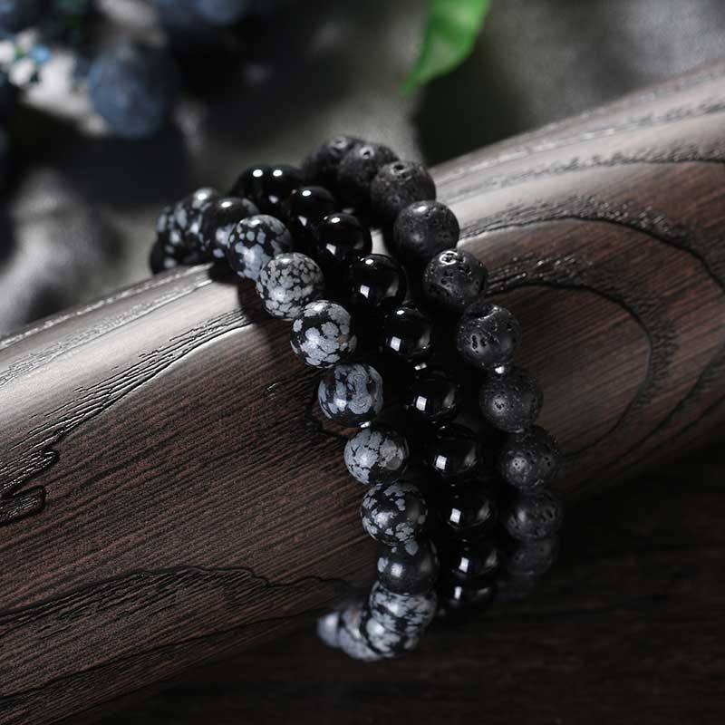 black agate stretch bracelet jewellery nz