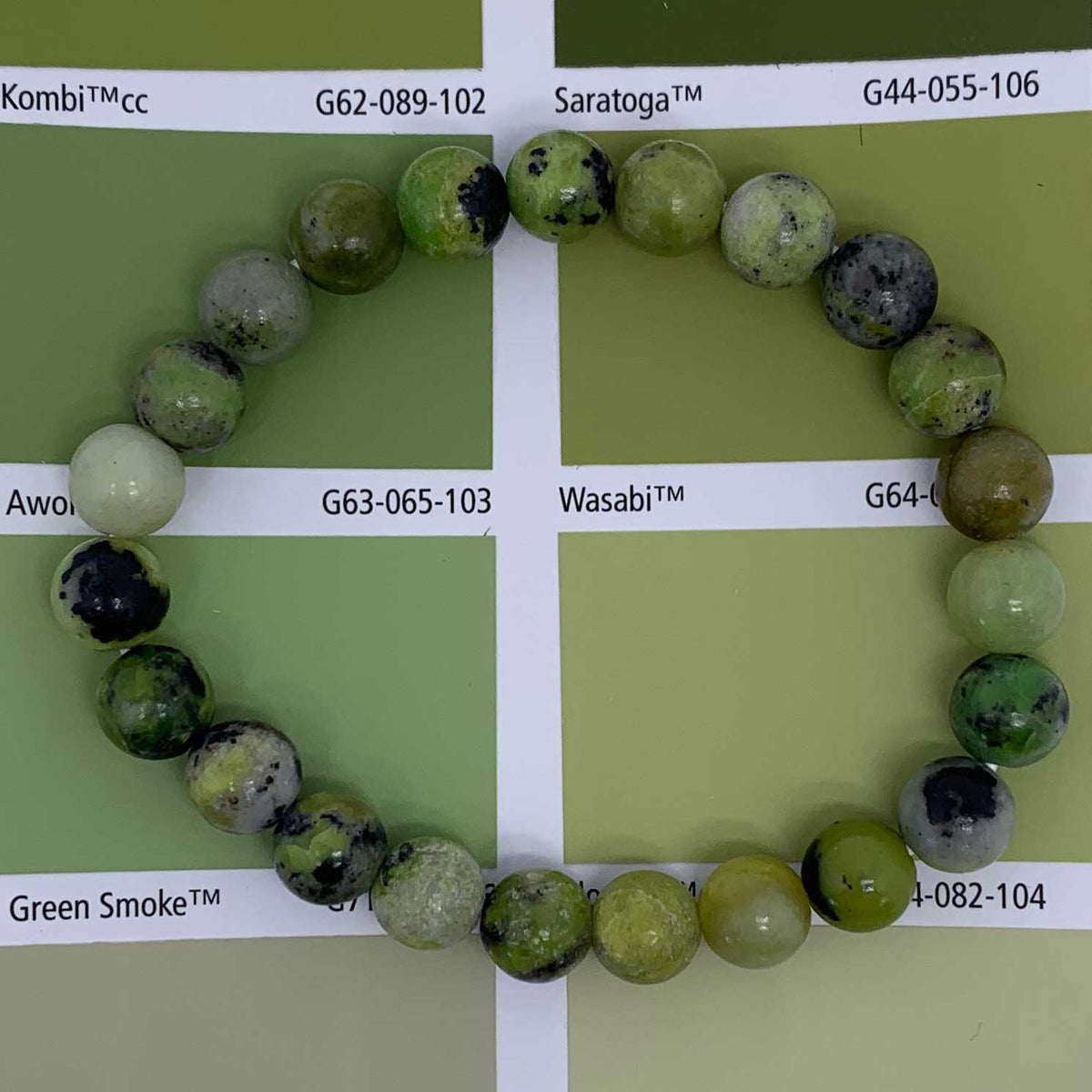 green gemstone stretch bracelet for women