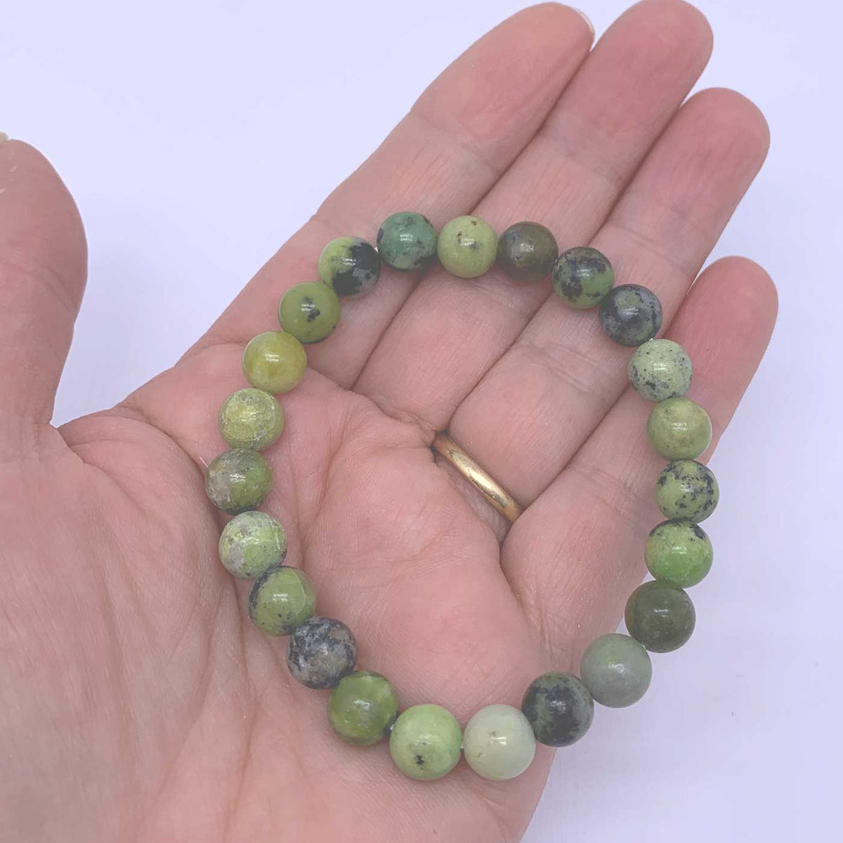 green gemstone stretch bracelet for women