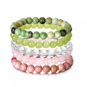 rhodonite gemstone stretch bracelet for women