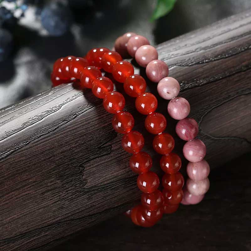 rhodonite gemstone stretch bracelet for women