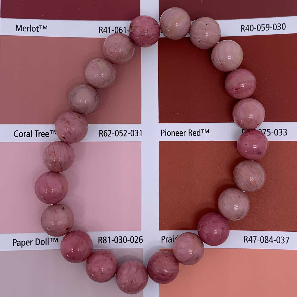 gemstone stretch bracelet set pink red