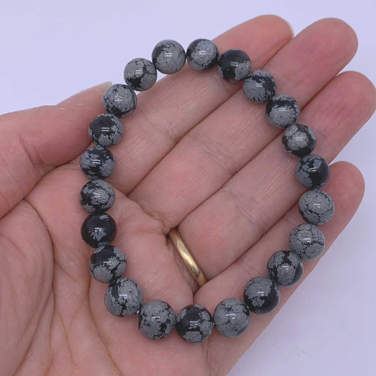 snowflake obsidian stretch bracelet gemstone