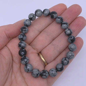 snowflake obsidian stretch bracelet gemstone
